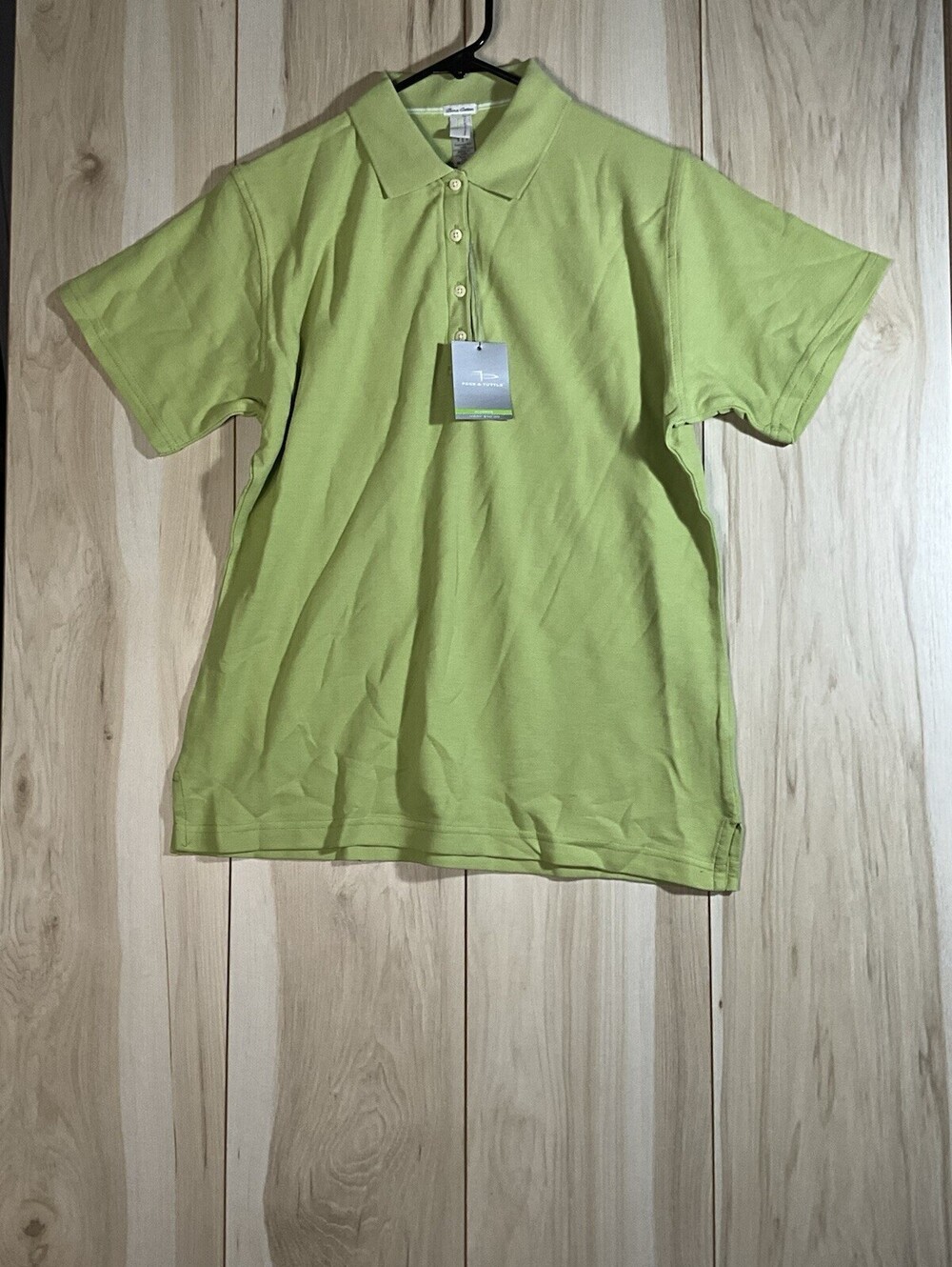 Page & Tuttle Top Womens M Green No Curl Pique Short Sleeve Polo Shirt Pullover